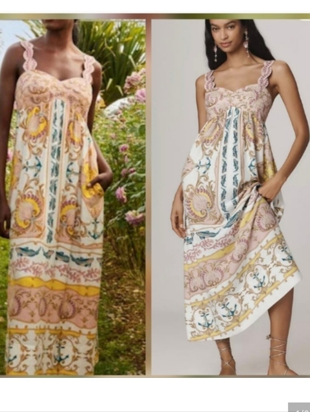 Farm Rio Maritime Magic Linen Blend Sleeveless Maxi Dress